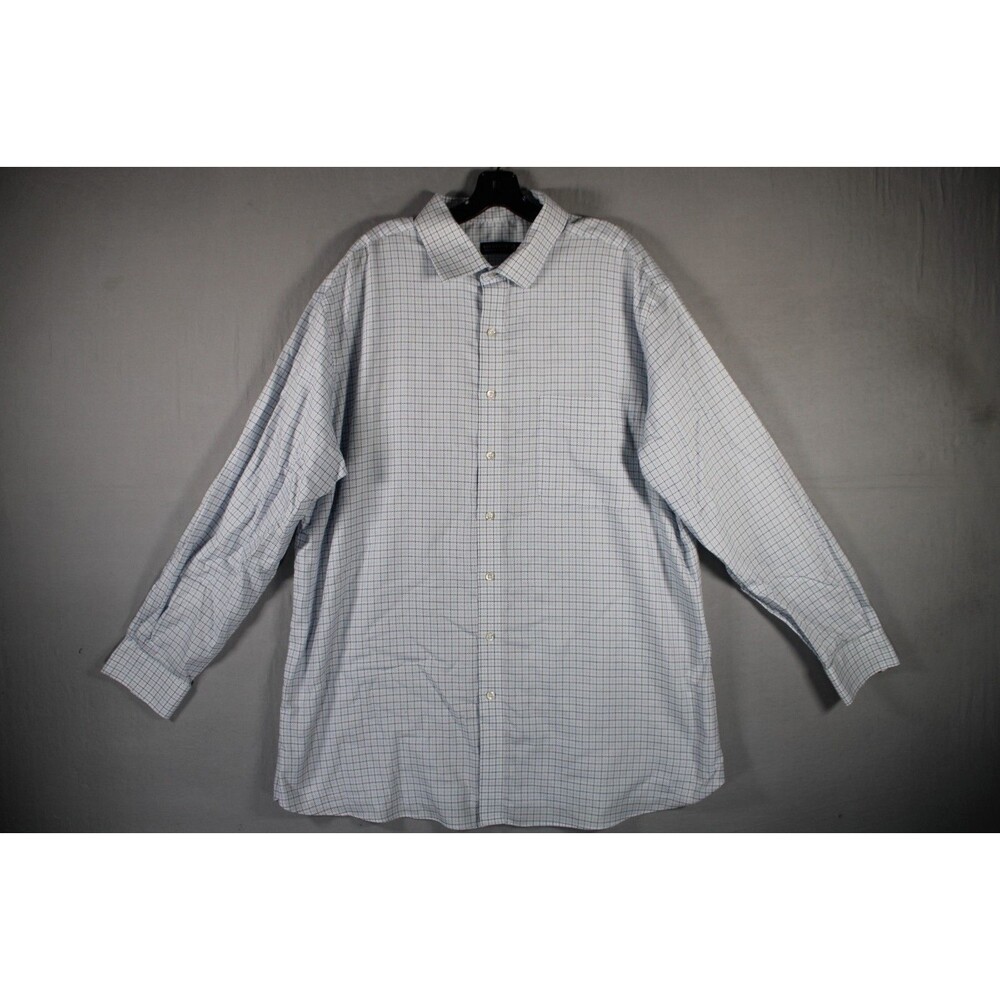 Rochester Egyptian Cotton Non-Iron Blue Striped Dress Shirt 19 36/37 Long Sleeve